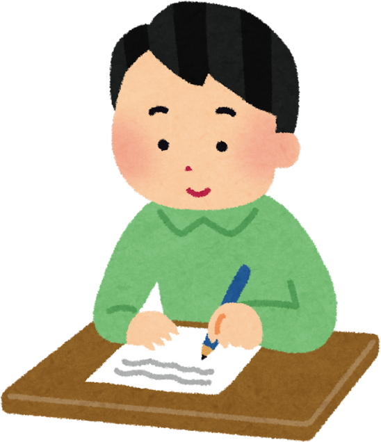 Illustration of Left-Handed Boy Writing on Paper